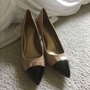 Tan and Black Coach Heels